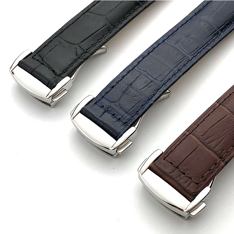 Wholesales Top Layer Cowhide Straps Butterfly Buckle Genuine Leather Watchstraps Watch Bands For Omega Seamaster 18 20 22mm