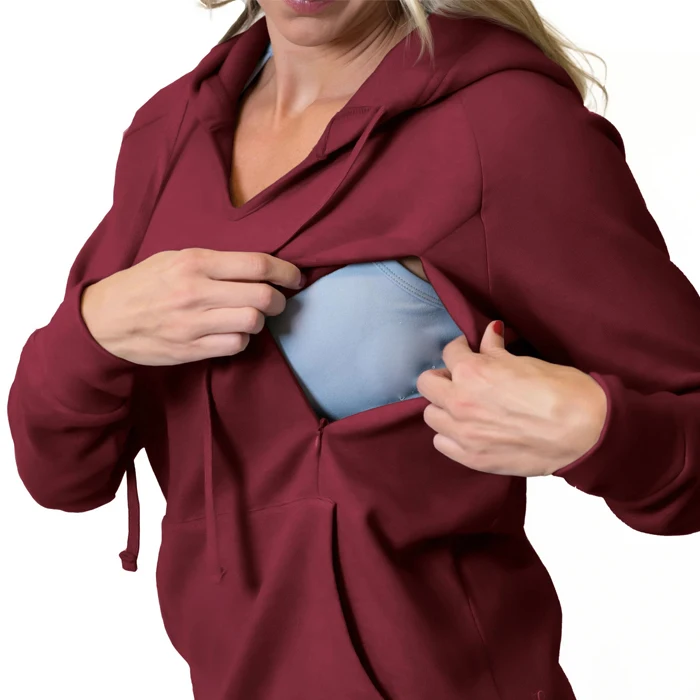 
2020 new designs maternity sportswear nursing hoodie with zip for breastfeeding 