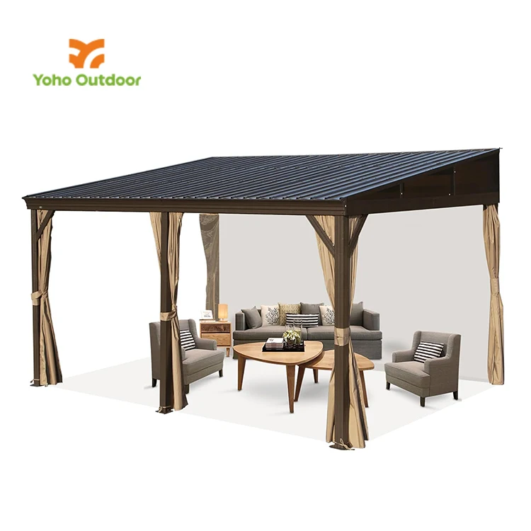 Double Roof Luxury Hard Top Gazebo Outdoor Aluminum Patio Garden Balcony Pergola with Mosquito Netting Canopy & Gazebo & Pergola