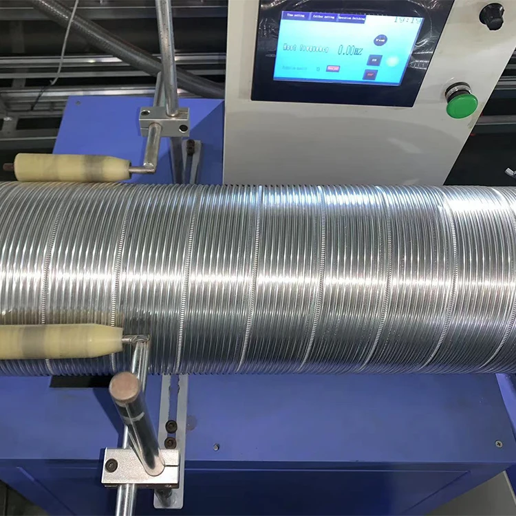 Automatic HVAC Pure Semi Rigid Aluminum Flex Air Duct Forming Easy Bend Tube Making Machine For High Temperature Chimney