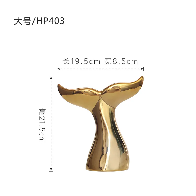 Nordic Style 4 Models Size Luxury Gold-plated Whale Tail Home Desktop Decor Ceramic Crafts Ornaments  decor for home