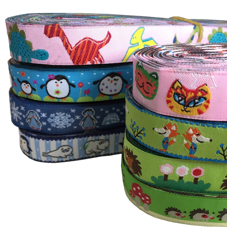 Cute Animal Printed 1.6cm width 10 yards length garment & accessory ribbon Polyester Jacquard Embroidery Webbing for pet collar