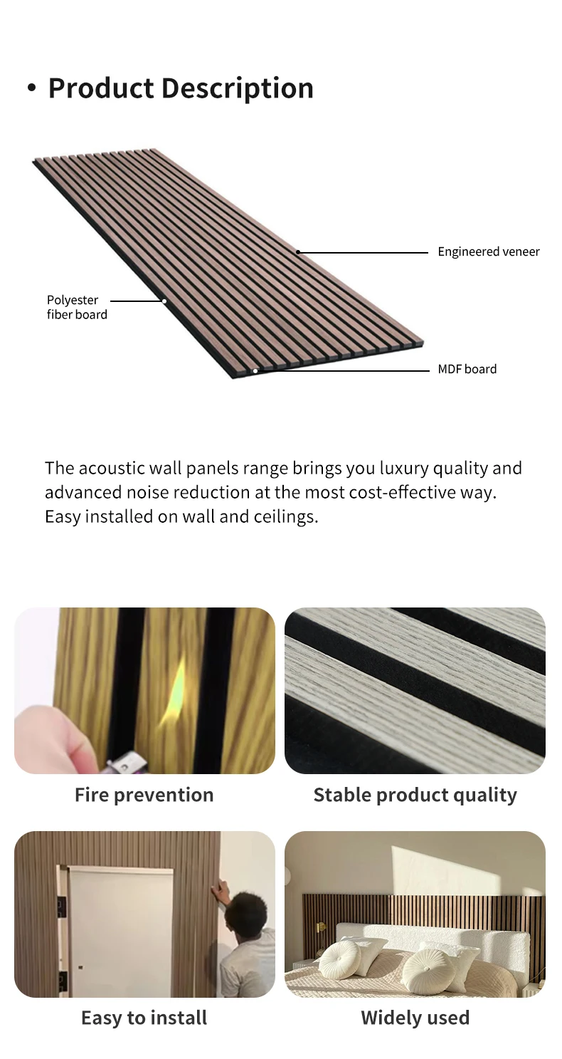 Hot Sales soundproof  Competitiveness Rustic Antique Oak Acoustic Wood Panels with Black Acoustic Felt