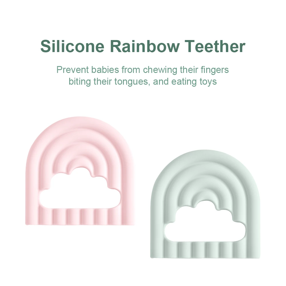 Maysun Food Grade Rainbow Silicone Baby Teethers Donut Rubber Toy Chewable Teething Toys Silicone Baby Teether