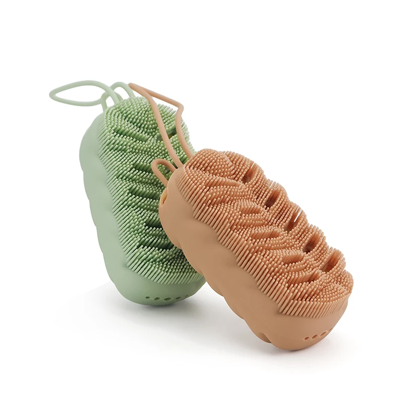 Custom Soft Dry Skin Massage Back Lash Bamboo Cleaning Hair Shower Washing Scrubber Kid Baby Silicone Bath Body Brush