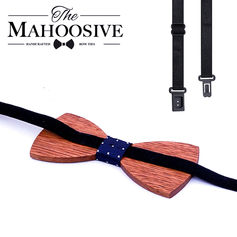Wooden Dog Engraving Bow Tie Men High Quality Wooden Bow Ties Classic Business Butterfly Solid Wood Cufflinks Hanky Sets
