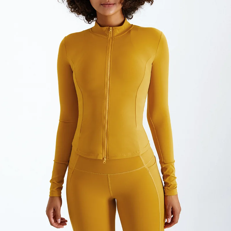 Hot Sale Women Long Sleeve Recycled Nylon Fitness Sports Jackets Yoga Top Coat Athletic Wear