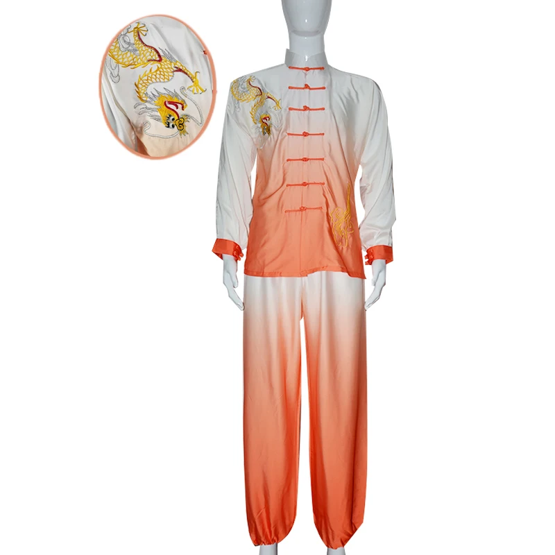 Traditional Chinese Martial Arts Embroidery Gradient Tai Chi Clothes Kungfu Suits Wushu Uniform Dragon