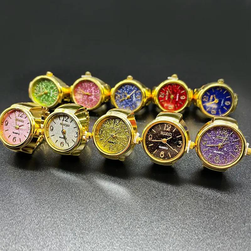 Finger Ring Watch  Round Dial Elastic Quartz Antique Finger Ring With Watch Mini Size Gift for Student