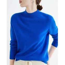 100% Merino Wool Sweater Cashmere Knit Custom Ladies Sweaters Gray Color Army Turtleneck Women Sweater