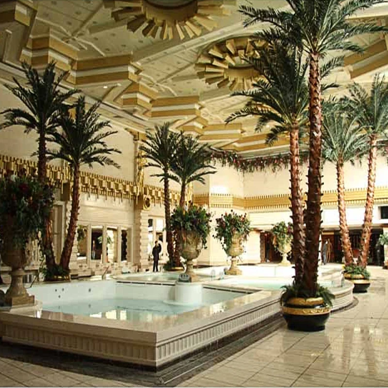 Yirong Custom Fake King Palm Tropical Ornamental Plastic Fiberglass Planttall Giant Big Artificial Palm Coconut Tree For Hotel