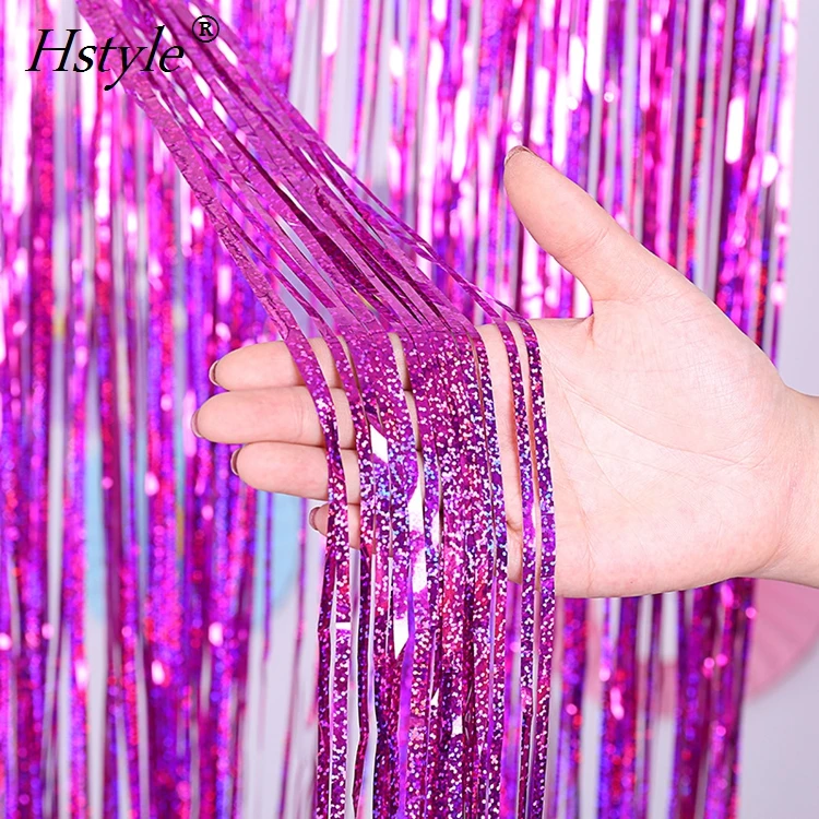 1*4M Laser Curtain Photographing Background Foil String Shimmer Backdrop Garland Curtain For Wedding Party Decor SD011