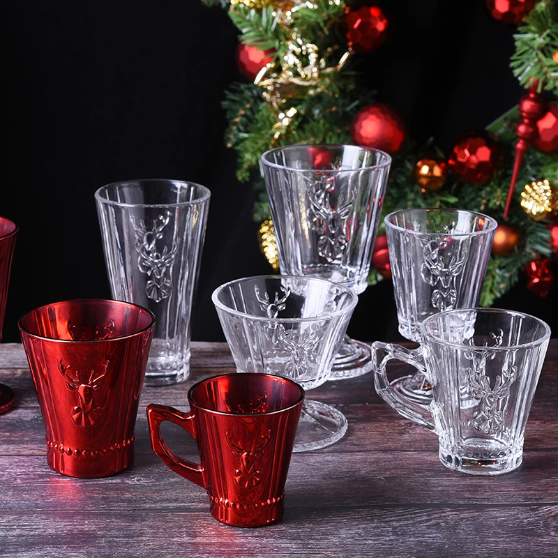 tea mugs creative clear glass cups for tea and coffee 8oz Christmas gift elk deer shape home hotel ABO RTS