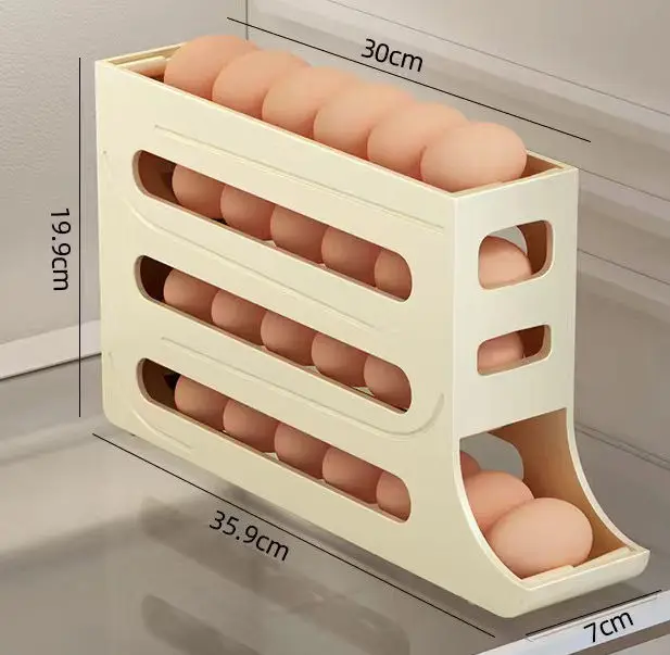 Kitchen Accessories 4 Layers Self-acting Refrigerator Egg Holder 30pcs Eggs Storage Container Box Rolling Egg Rack Dispenser