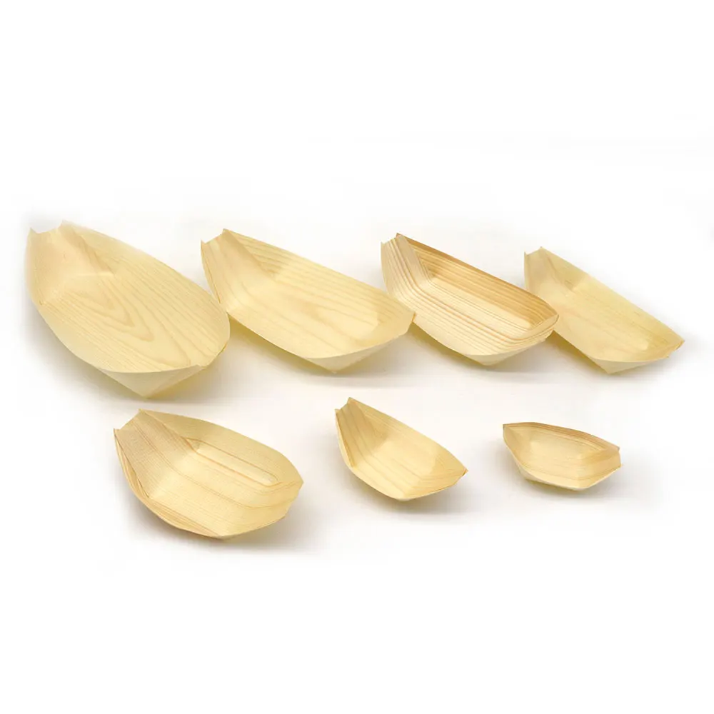 Cheap Japanese Food Serving Plate Eco-Friendly Pine Wood Boat