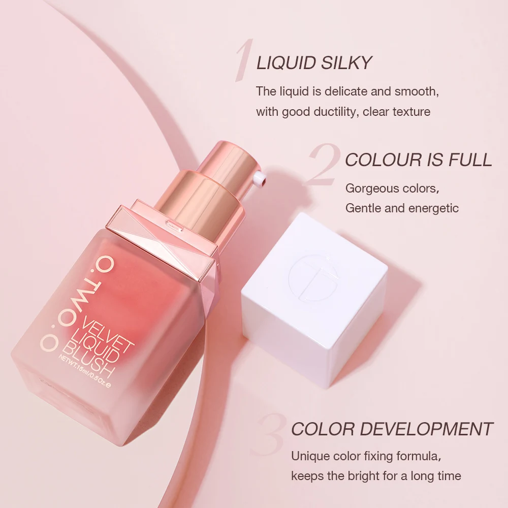 O.TWO.O Long Lasting Anti-water Liquid Blush Private Label Light Pink Red Color Blusher for Girls