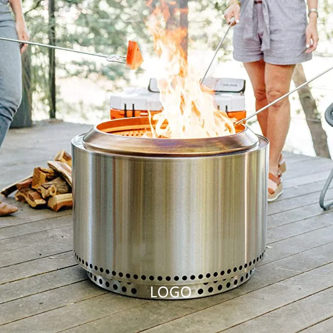 Outdoor camping 304 stainless steel circulation secondary combustion smokeless wood stove fire pit grill