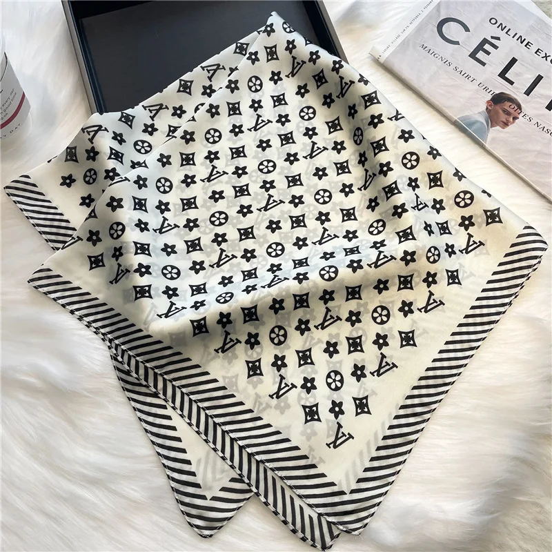 Luxury Square Fashion Designer Scarf Lightweight Wraps Hijab Scarf Silk Women Scarf