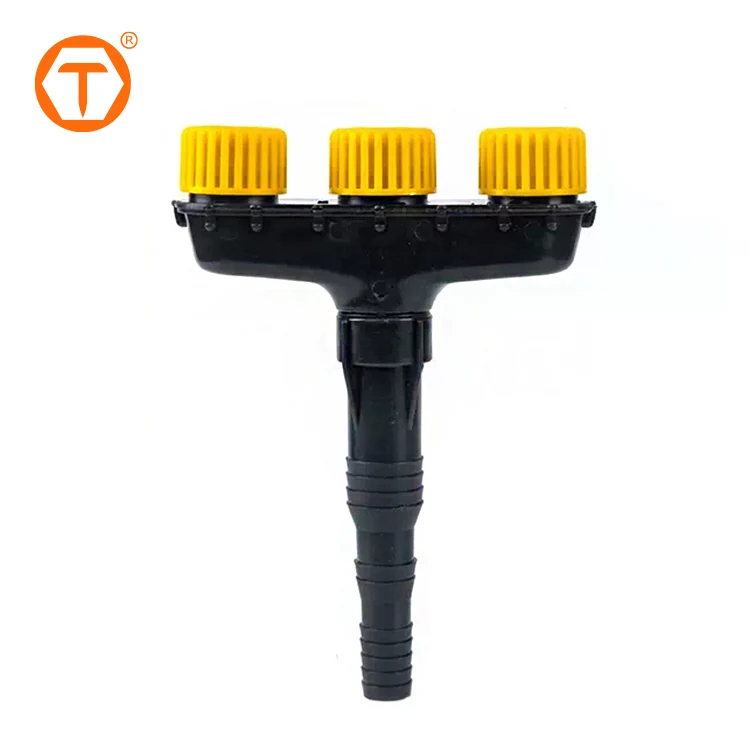 Plastic 3 Holes Agriculture Splitter Water Sprinkler Head Atomizer Sprayer Garden Hose Nozzle with Pipe Clamp