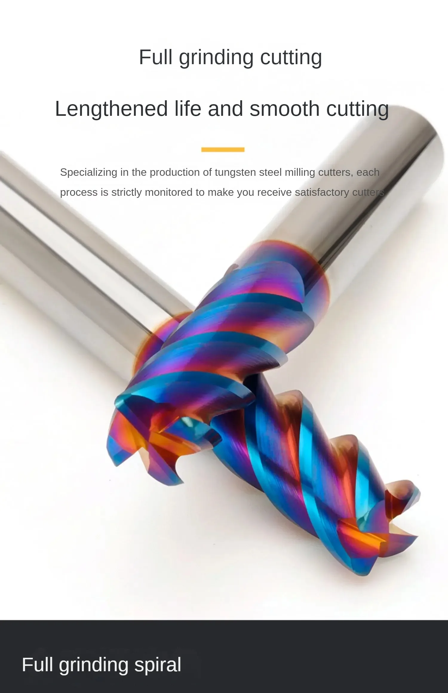 4F Endmills Color-Ring Blue Nano Coating Tungsten Steel Carbide Round Nose Milling Cutter For CNC Mechanical TGP-HRC60