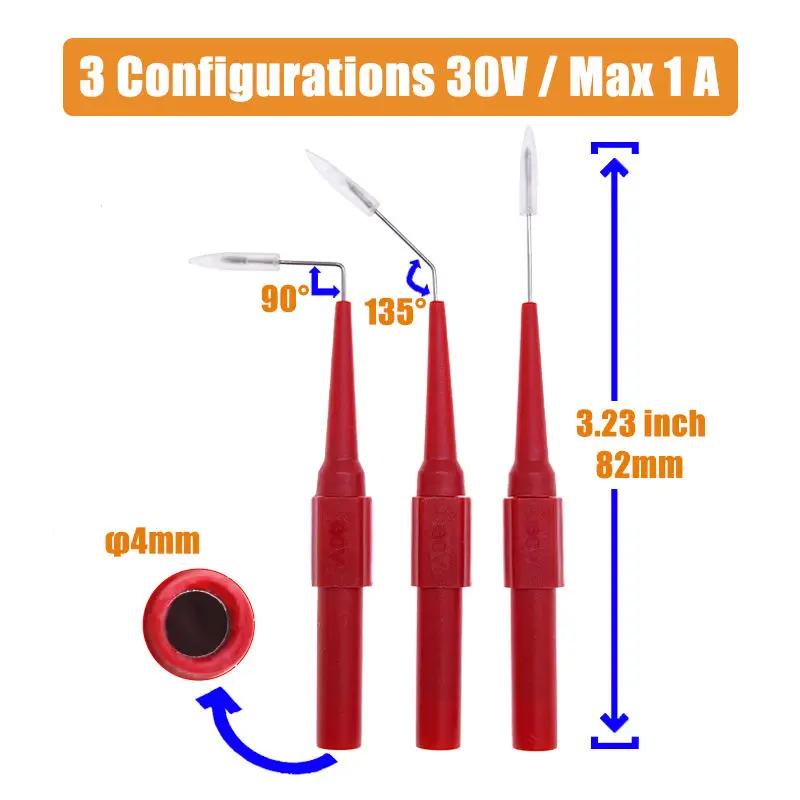 Тестовые выводы с вилкой типа «банан» на зажим «крокодил», 4 мм