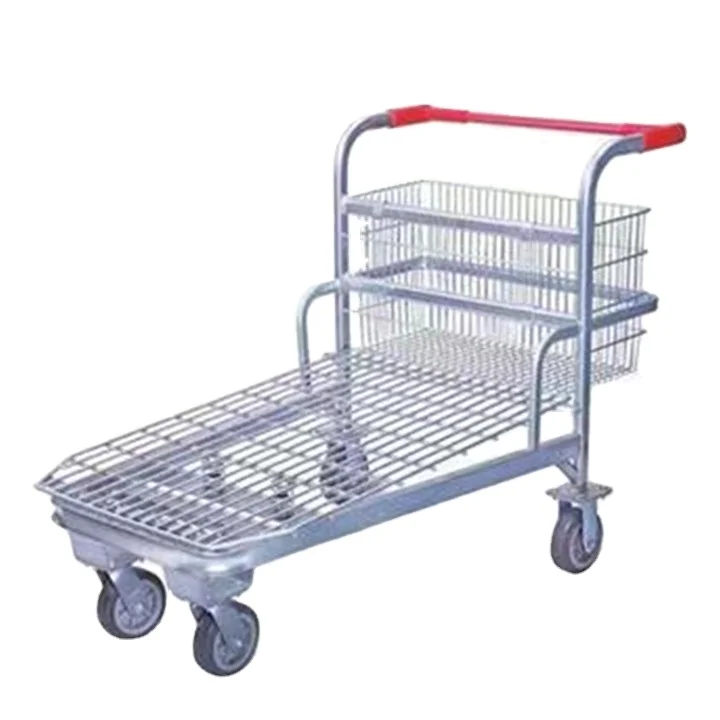 High quality metal hand trolley stainless steel platform trolley for goods transport