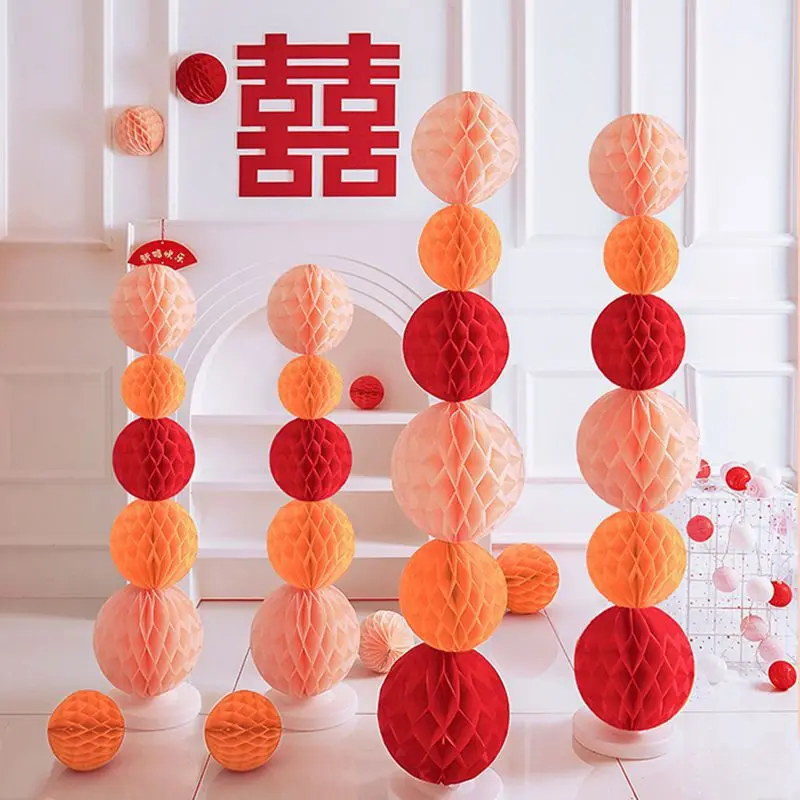 Wedding Room Layout Honeycomb Ball Background Wall Pull Flower Decoration Paper Flower Ball