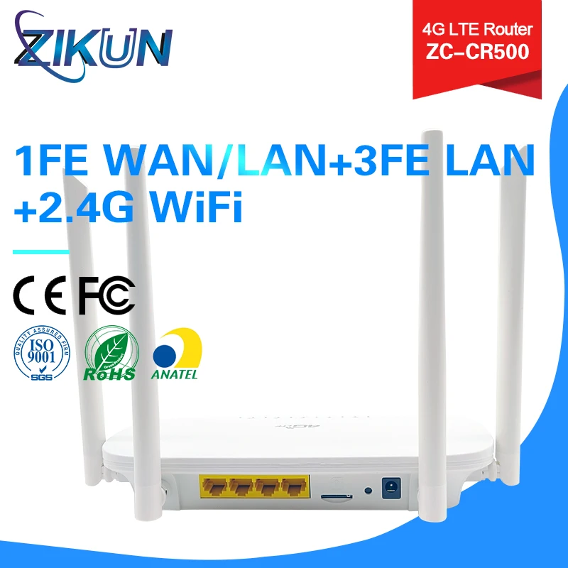 Высококачественный беспроводной ZC-CR500 1FE WAN/LAN + 3FE LAN 2 4 GWIFI маршрутизатор сим-карты
