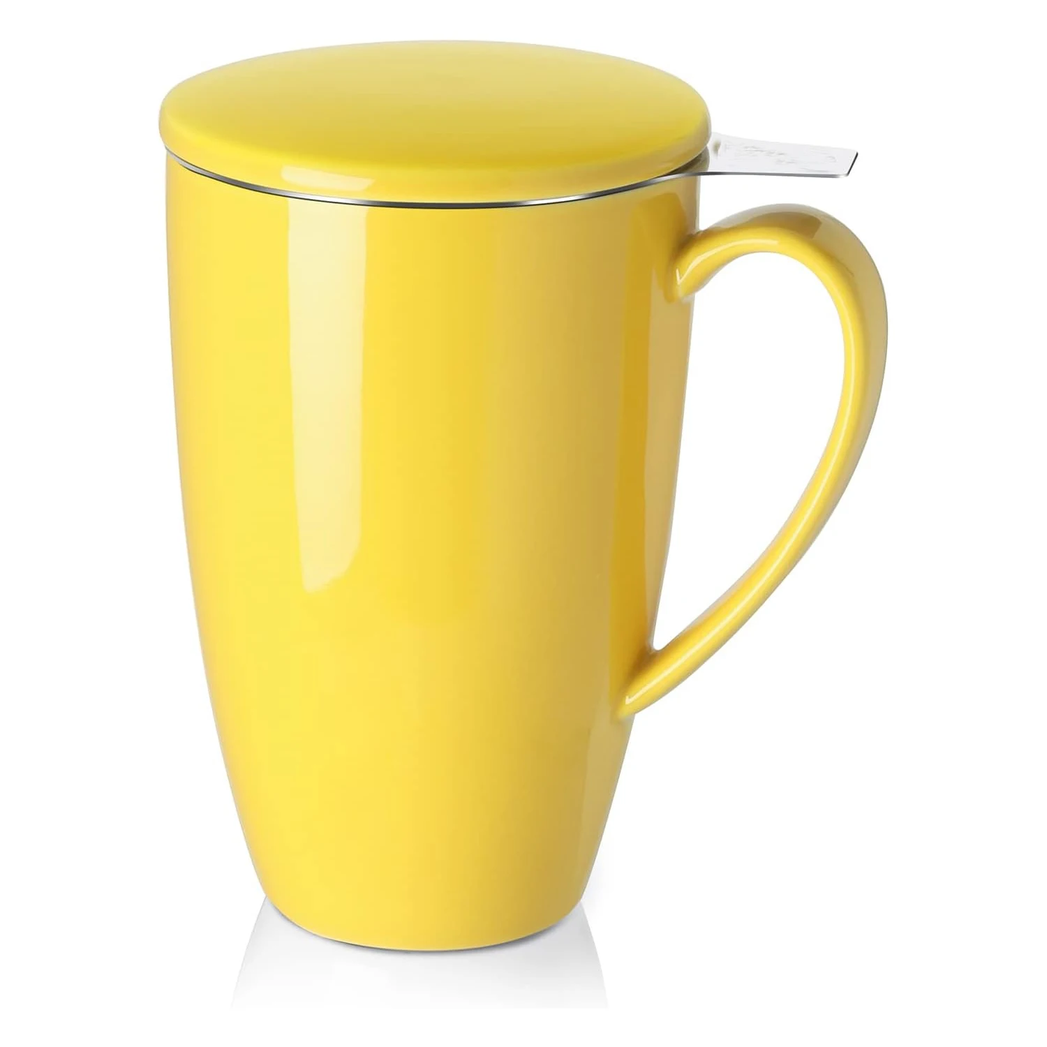 15 OZ Porcelain Tea Mug with Infuser and Lid, Loose Leaf Tea Cup, Gifts for Tea Lover