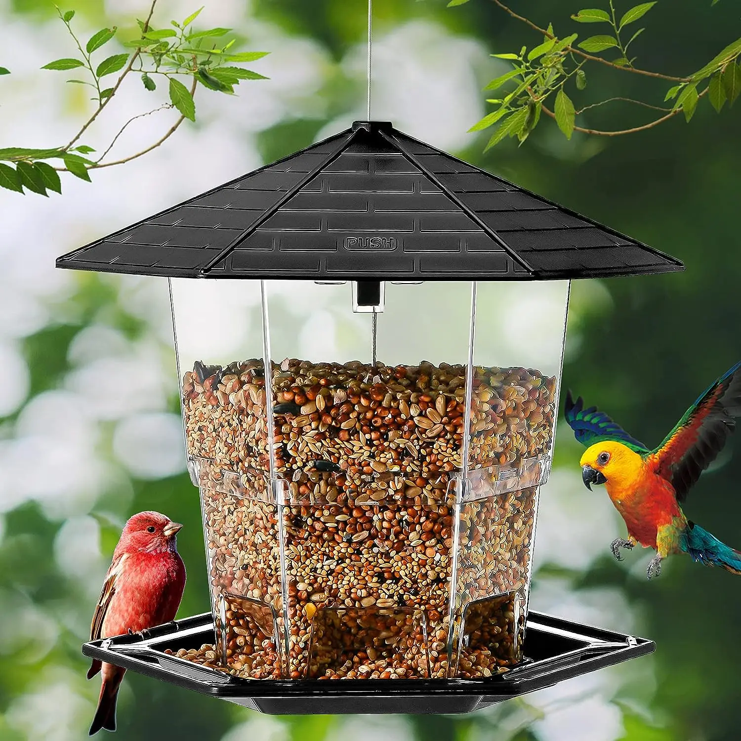 Retractable Wild Bird Feeder for Outdoor Hanging with Locking Feature for Outdoor and Garden Decorative Patio