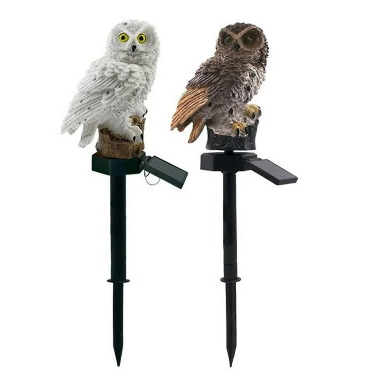 Olar Lights Outdoor Garden Decorative, Resin Owl Solar LED Lights Figurine with Stake, Waterproof Garden Statues for Garden Lawn