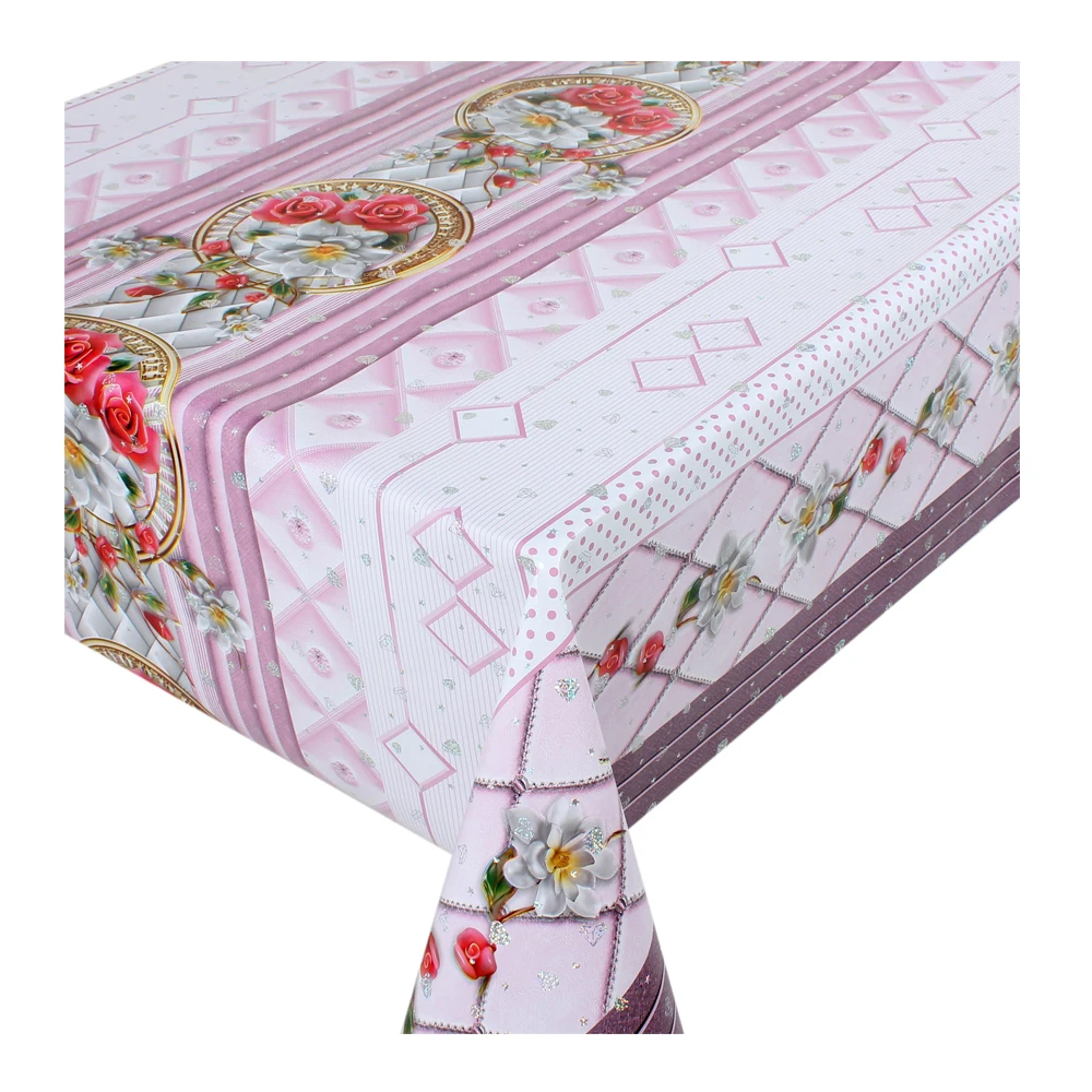 Оптовая продажа Роскошная Высококачественная Золотая рулонная водонепроницаемая ткань из ПВХ скатерть в рулоне