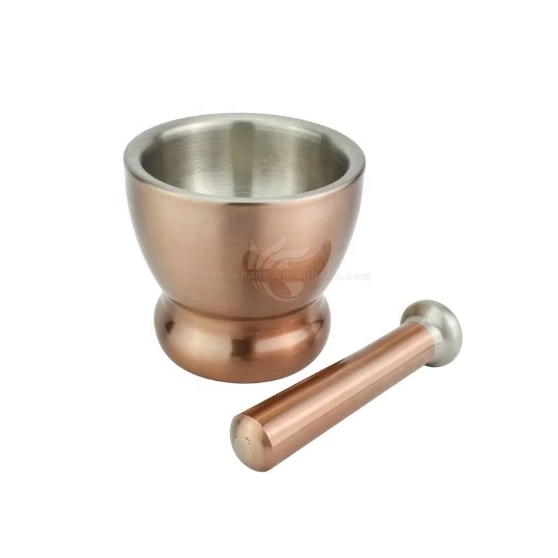 Copper New Fashionable Two Different Size Insulated Stainless Steel Mortar with Pestle