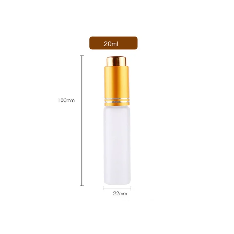 20ml Press Pump Frosted Glass Refillable Perfume Bottle Empty Cosmetic essential oil Parfum Vial With Dropper