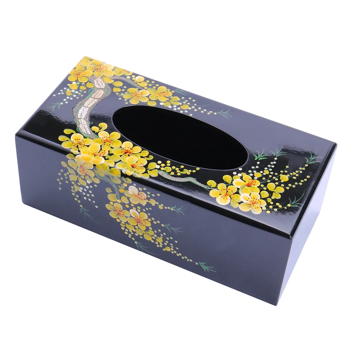 Лидер продаж черная Лаковая коробка для салфеток чехол держатель ручной работы оптом по лучшей цене оптовый поставщик из