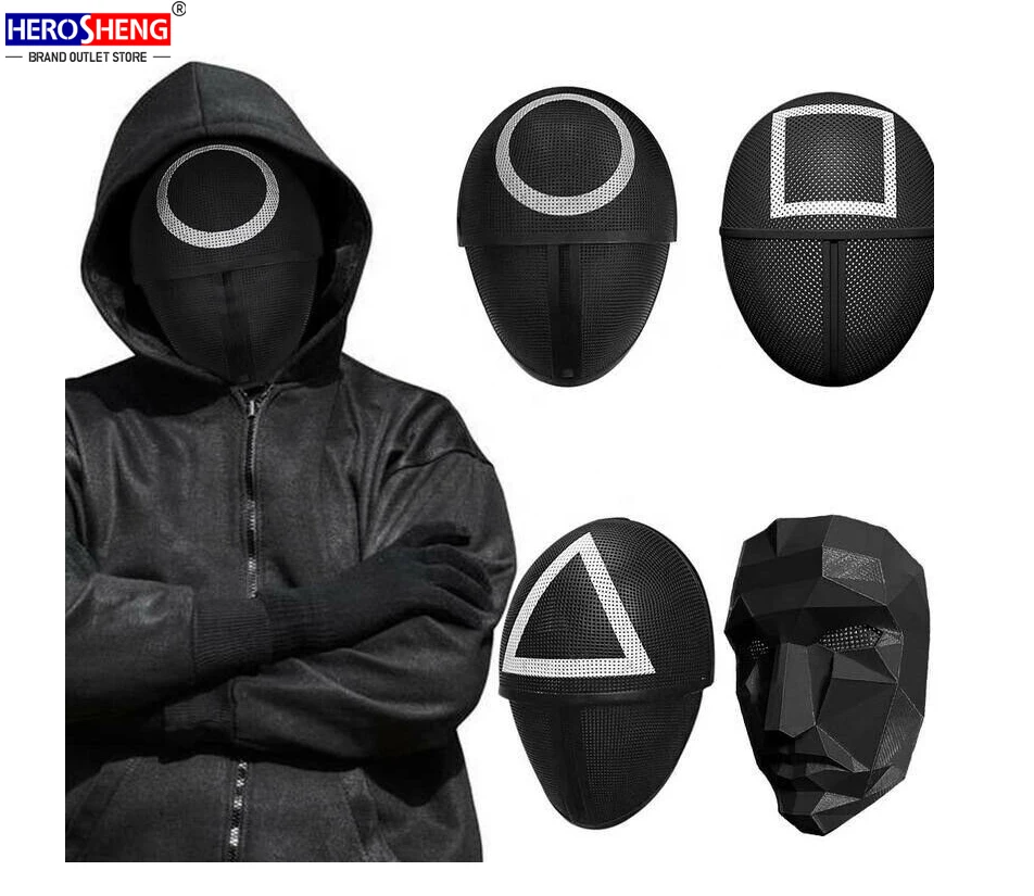 2021 Amazon Hot Sale Korean TV Costume Cosplay Clothes Halloween Mask Halloween Decorations Party Mask Squid Game Mask