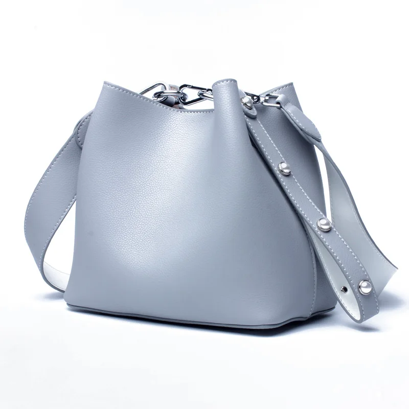 TS8036 2020 Fashion genuine leather shoulder bag manufacturer wholesale long strap handbag ladies anti-theft bucket bag