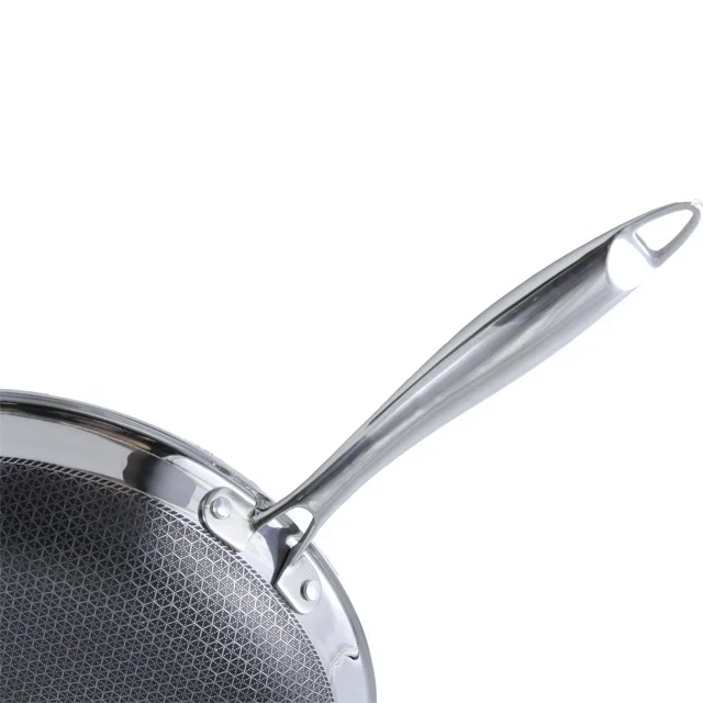 Factory Wholesale Stainless Steel Double Sides Etched Fry Pan with