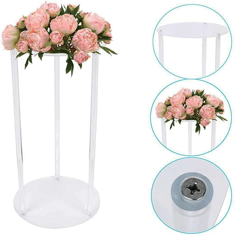 Custom Clear Acrylic Wedding Table Centerpiece Flower Stand Column Backdrop Display Rack Wedding Decoration Acrylic Flower Stand