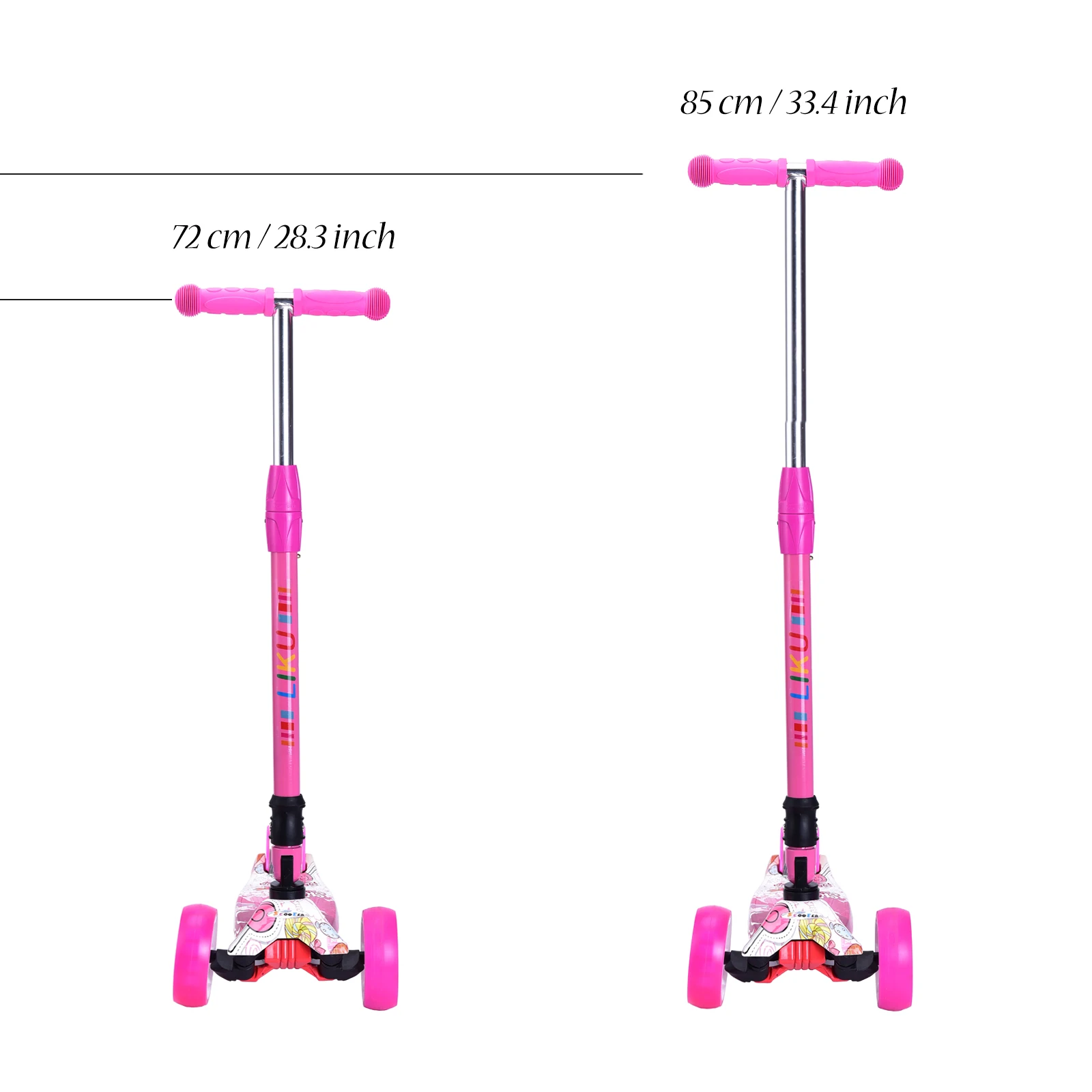 LIKU 3 Wheel Toddler Scooter for for Boys & Girls, Lean-to-Steer, Wheel LED Lights & Adjustable Height 3 Wheels Scooter