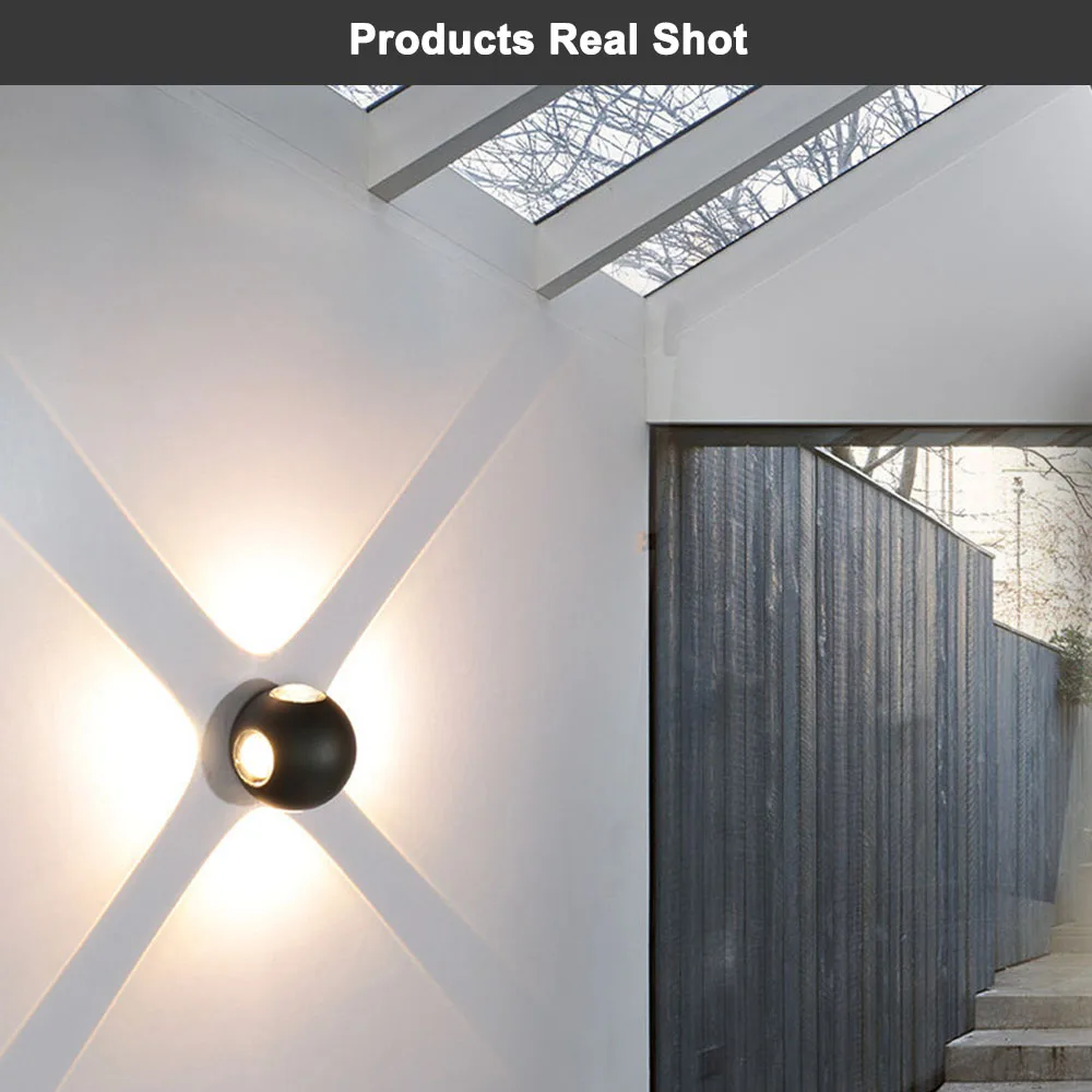 Summao Outdoor Waterproof aluminum Wall Lamp Four-sided Luminous Living Room Corridor Aisle Lamp Round Led Decorative Lamp