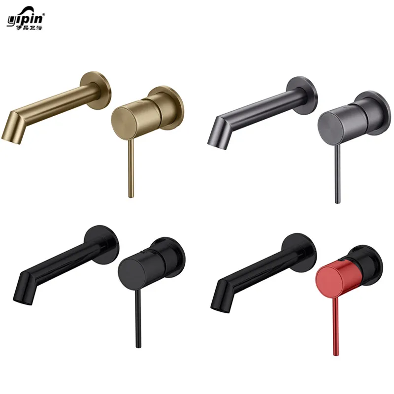 Hot Sale  Brass Golden Brushed Gold  2 Hole Wall Mount Basin Mixer Taps Faucet