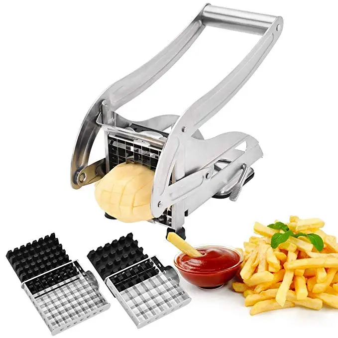 
Commercial food grade manual vegetable tools potato chips cube slicer stainless steel Potato french fry cutters with suction pad 