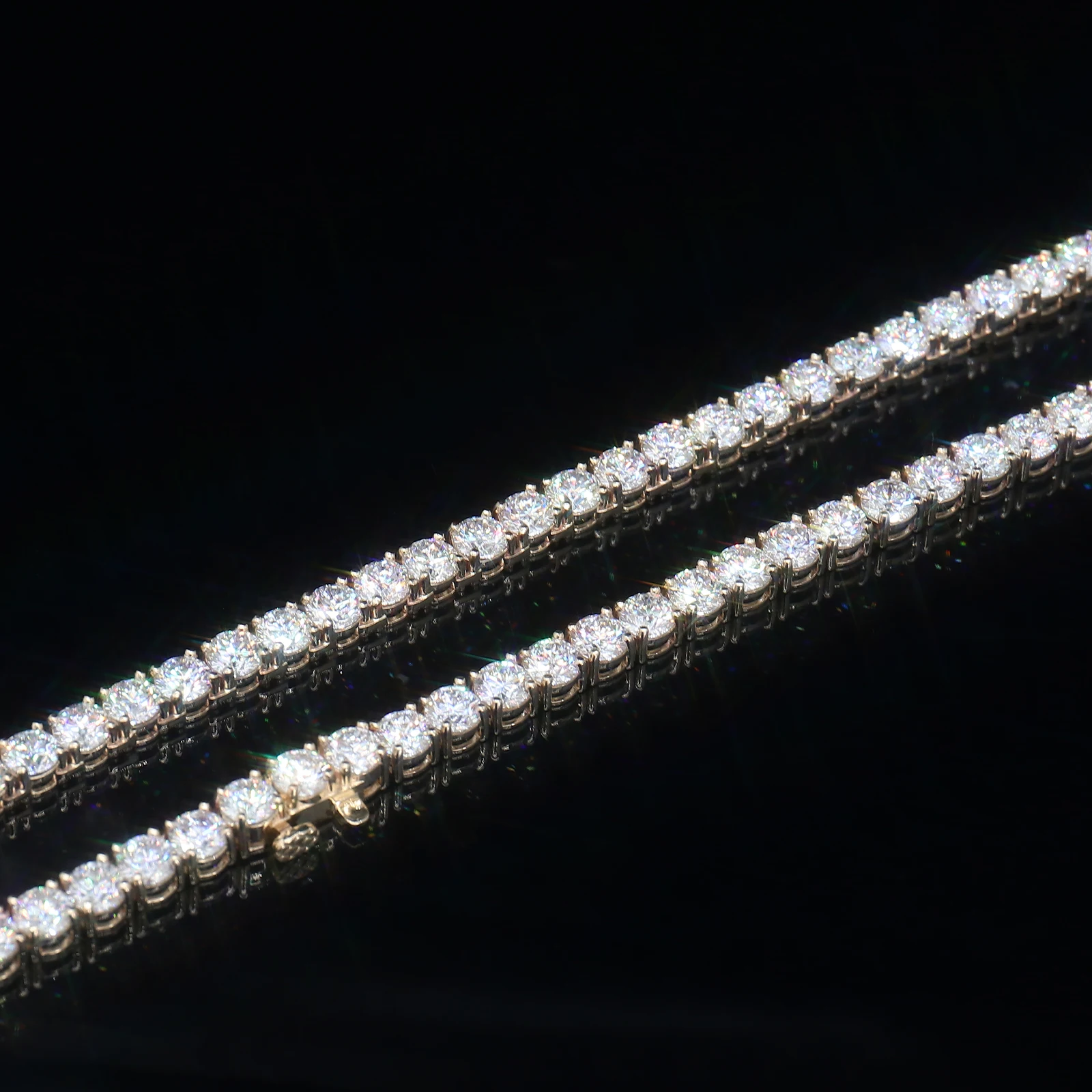 Wholesale 4mm lab grown diamond tennis necklace with real 10K 14K 18K gold chain pass diamond tester fine jewelry quality