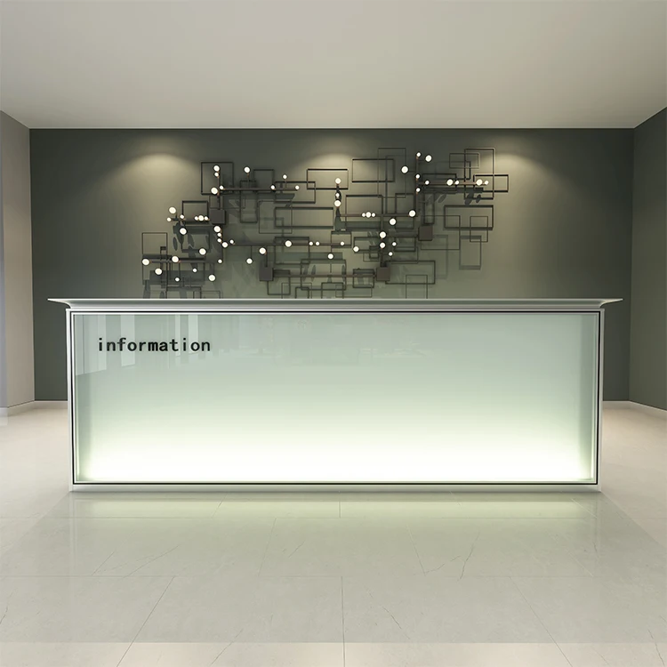 
Heigh quality antique glass panel modern office reception desk 