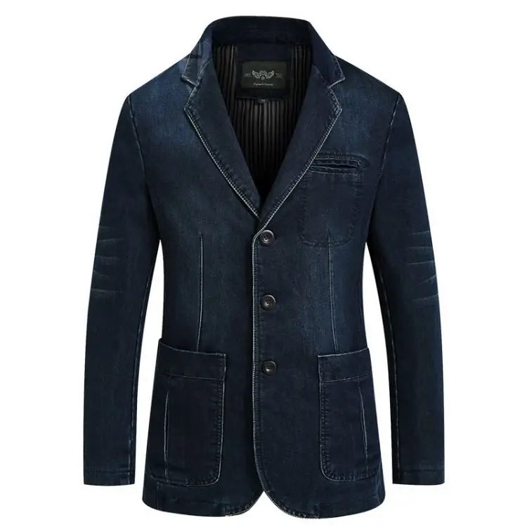 LL56- Style Cowboy Casual Slim Mens Comfortable Elegant Cotton Washed Denim Suit Jackets For Mens