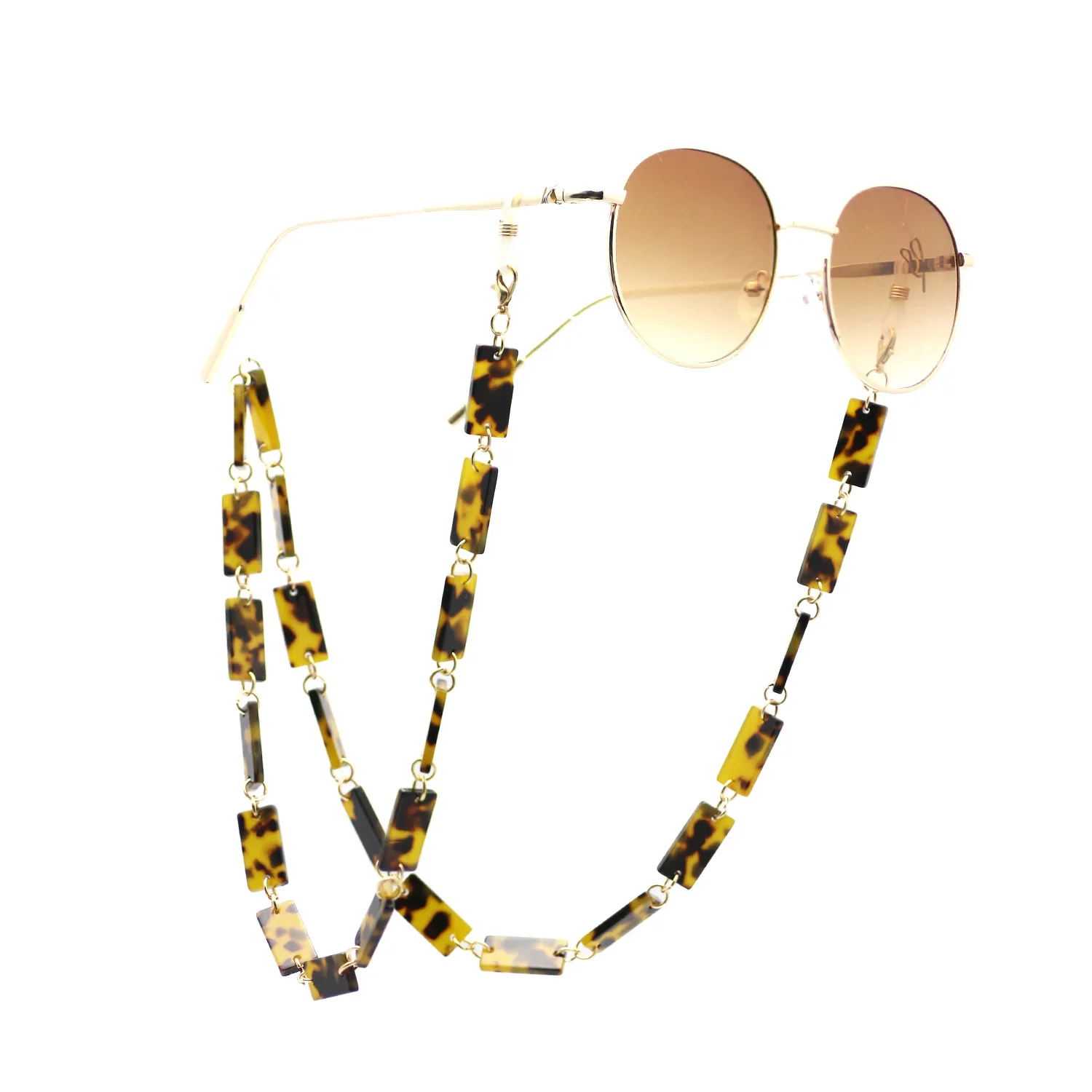 Леопардовая акриловая уксусная кислота, цепочка для солнцезащитных очков, винтажный шнурок для очков, шнурок для круглой шеи, держатель для маски, шнурок для очков