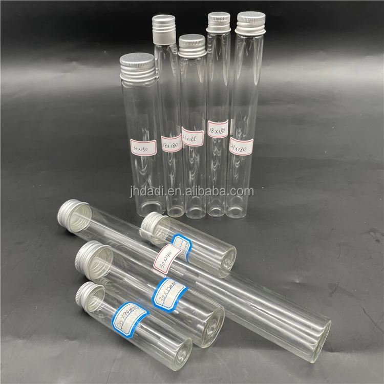wholesale transparent high borosilicate glass tube / glass test tube with aluminum cap
