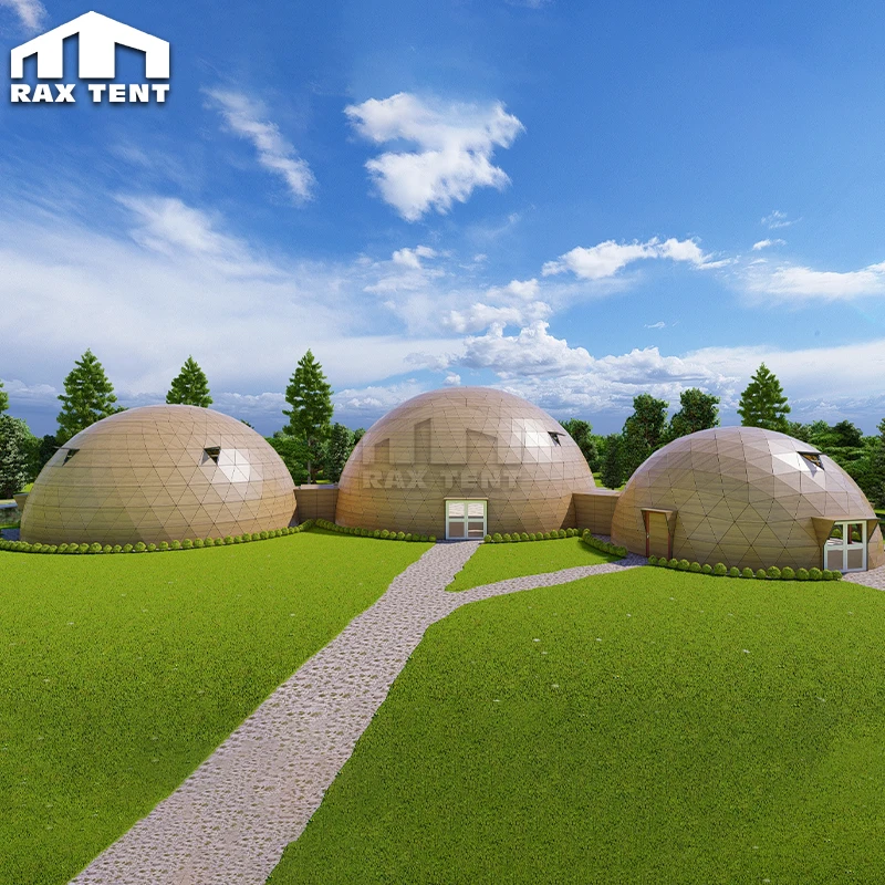 12M 15M 20M Connected Glass Dome Tent for Glamping Resort Party Dining Room and VR Projection Big Dome House