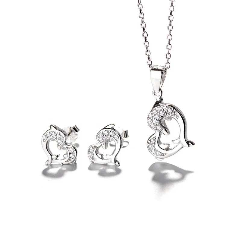 Latest Design 925 Sterling Silver Five Star Jewelry Set Earrings and Necklace Set for Kids